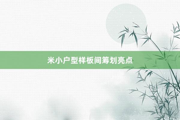 米小户型样板间筹划亮点
